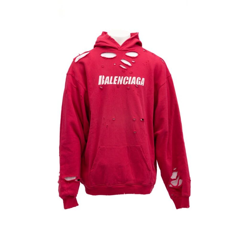Balenciaga Red Cotton Hoodie Men's Sweatshirt
